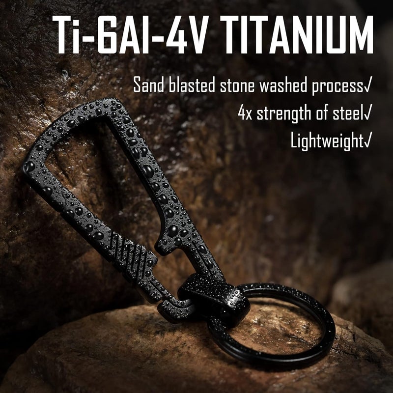 KeyUnity Titanium Carabiner Keychain Clip, Quick Release EDC Key Holder Organizer with Key Ring - Image 2